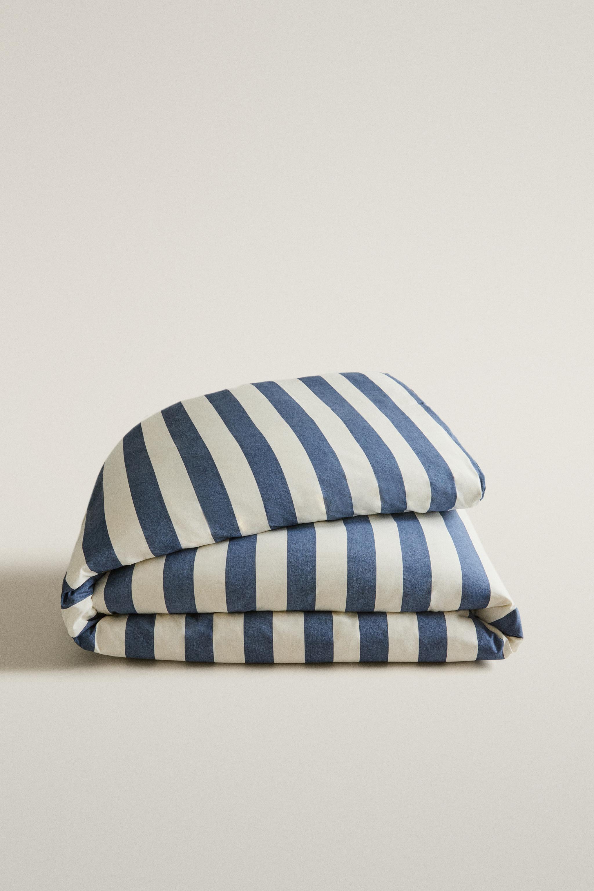 FADED COTTON STRIPE DUVET COVER