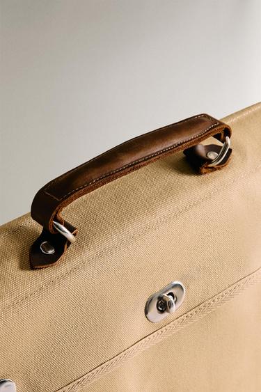 EXPANDABLE CANVAS BAG - Beige by Zara - Image 1