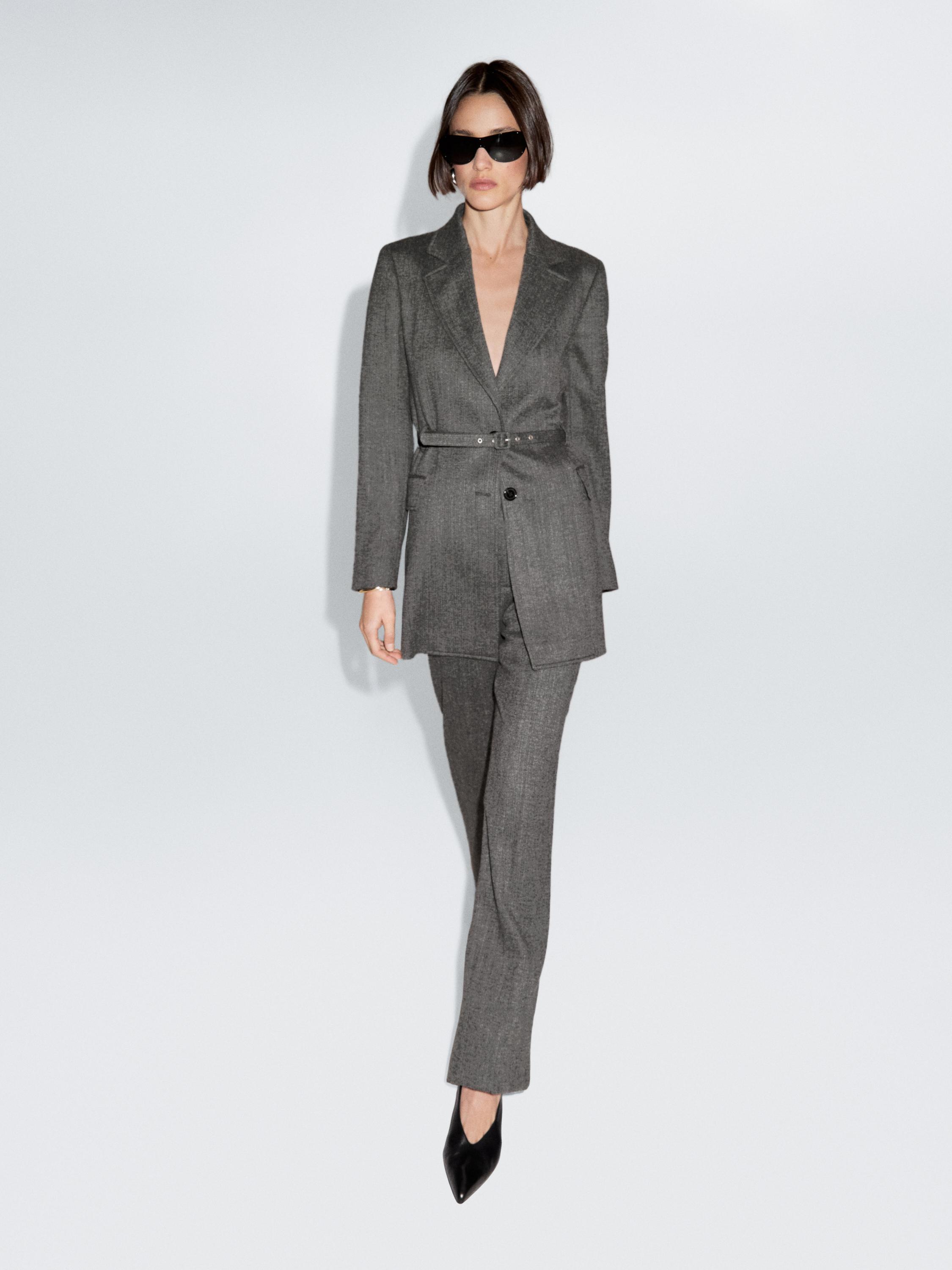 Flecked wool blend suit trousers