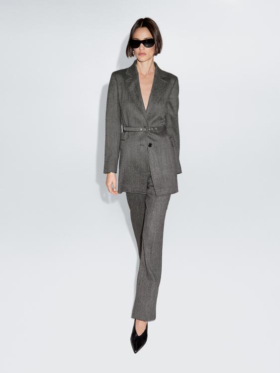 Flecked wool blend suit trousers