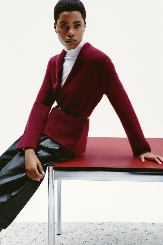 Veste Smoking Rouge Femme Blazer Lin à Col Smoking · Rouge