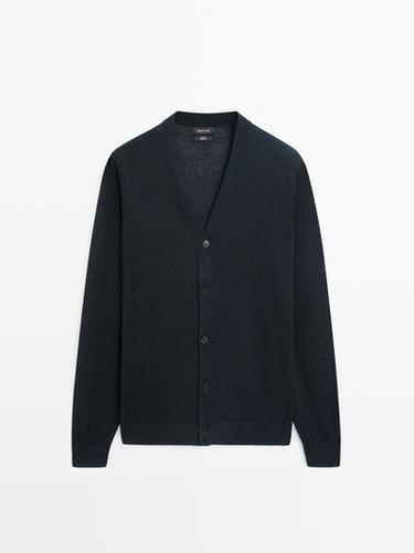 Zara Linen knit cardigan with buttons - Navy blue
