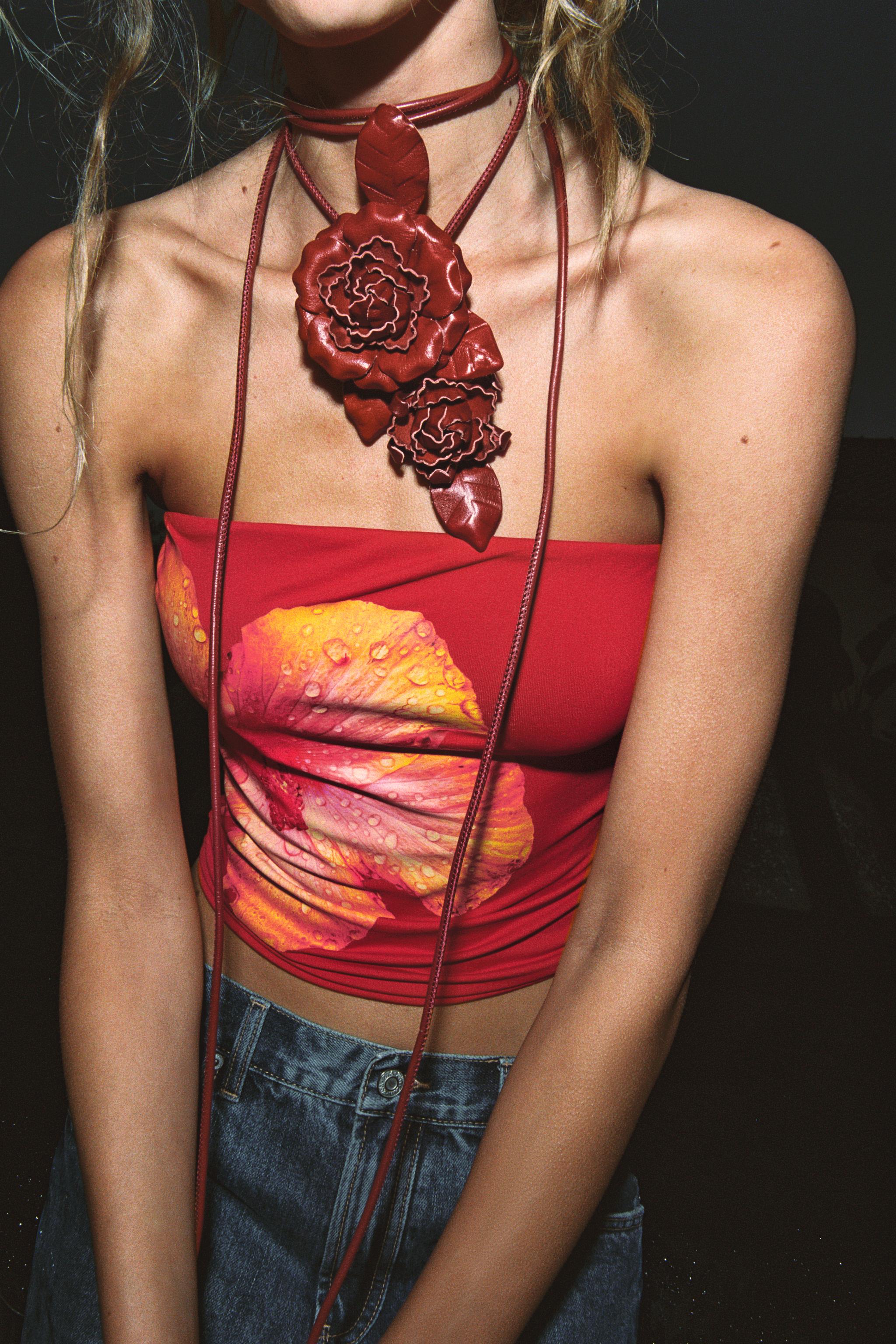 VELVET BOW TOP - Intense red | ZARA United States