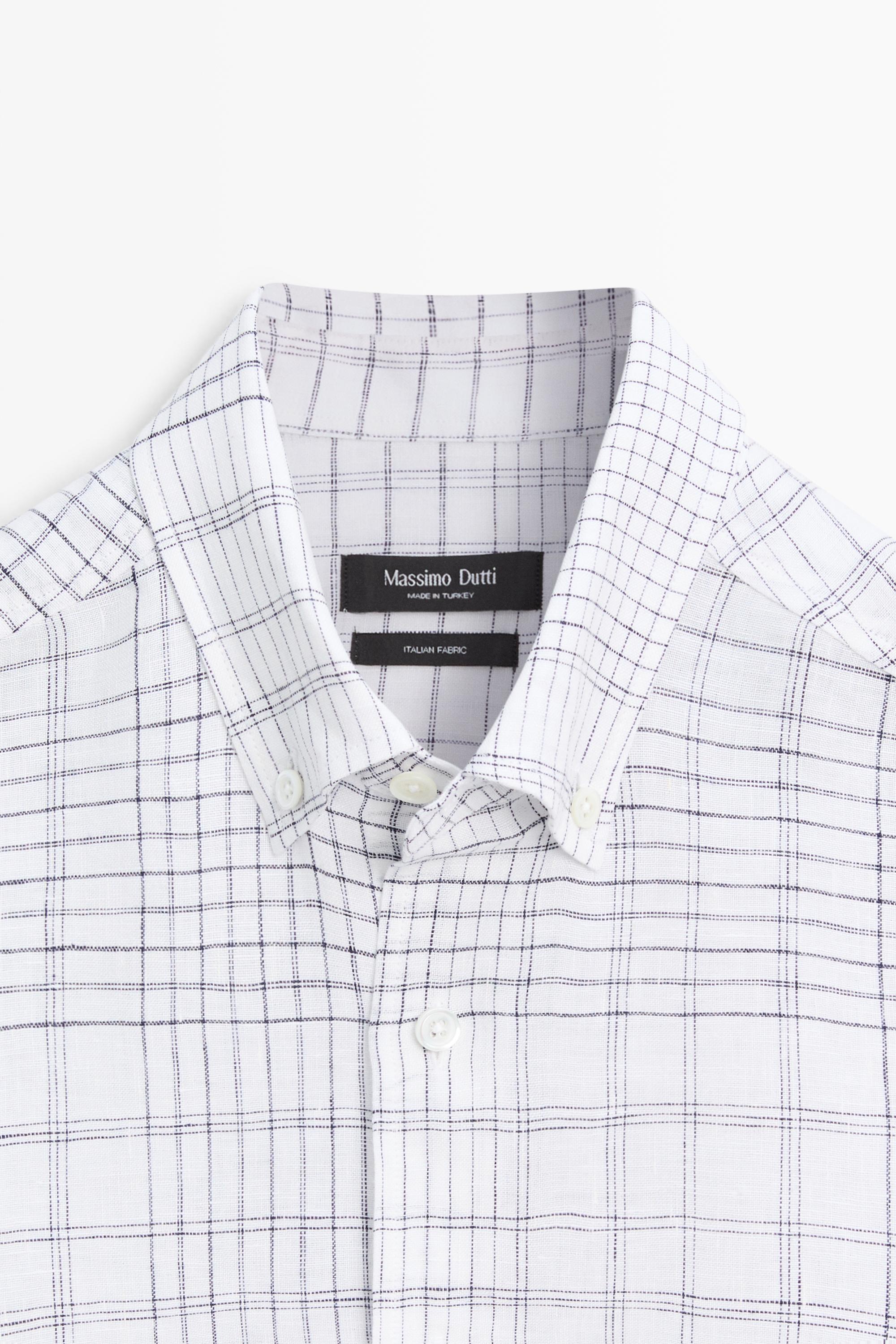Chemise regular fit à carreaux 100 % lin