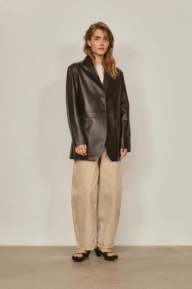 Zara Nappa leather blazer with pocket detail - LIMITED EDITION - Brown - Image 0