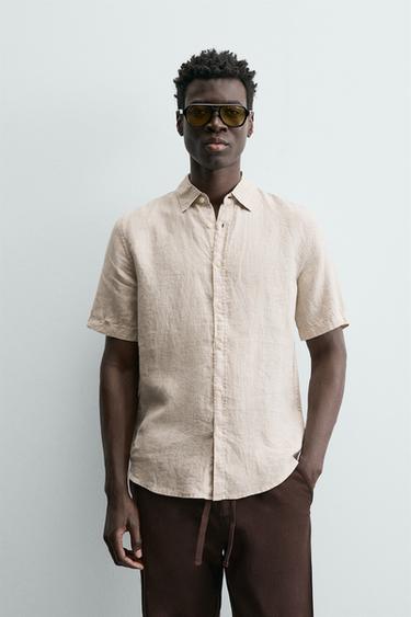CAMISA 100% LINHO - Bege-claro da Zara