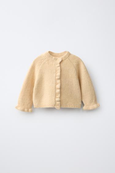 Zara RUFFLE CARDIGAN - Vanilla