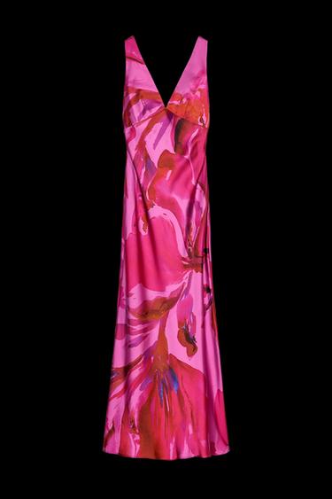 Zara PRINTED MIDI DRESS - Multicolored - Image 0