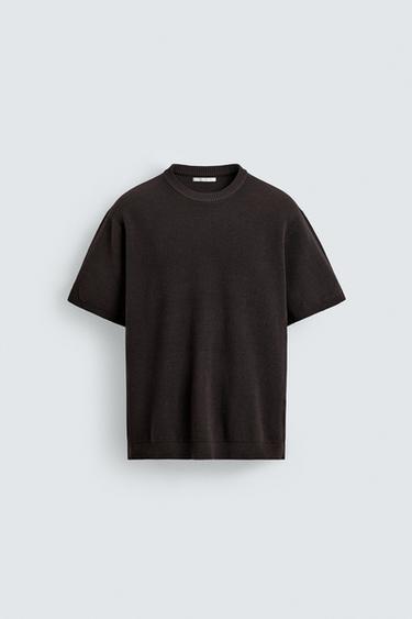 CAMISETA PUNTO PERLADO - Chocolate de Zara