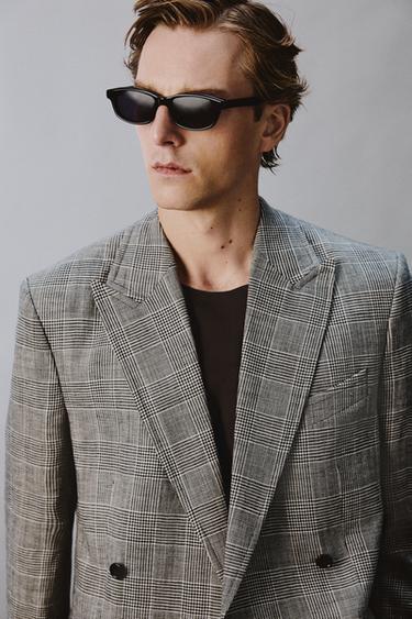 VESTE CROISÉE COSTUME CARREAUX LAINE - LIN AARON LEVINE X ZARA - Blanc / Noir de Zara - Image 5