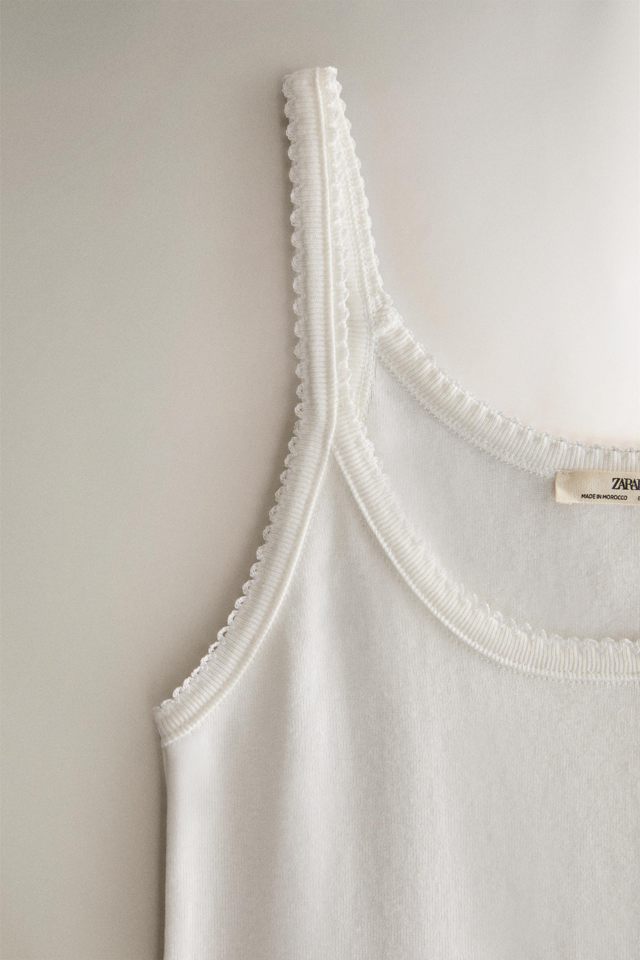 レーストリム キャミソールトップス - オフホワイト | ZARA Japan / 日本