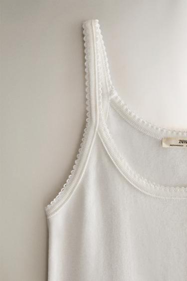 STRAPPY TOP WITH LACE TRIM - Oyster-white by Zara - Image 2