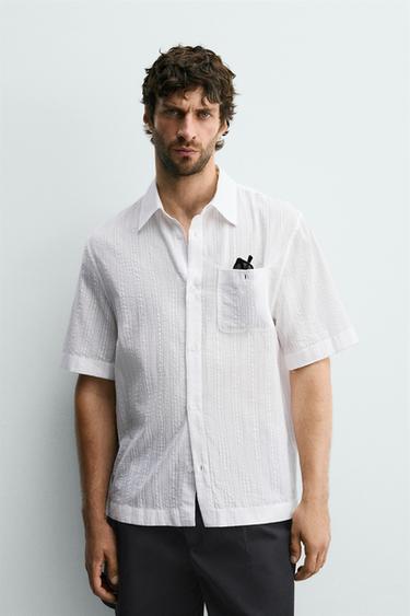 STRIPED JACQUARD SHIRT - White by Zara