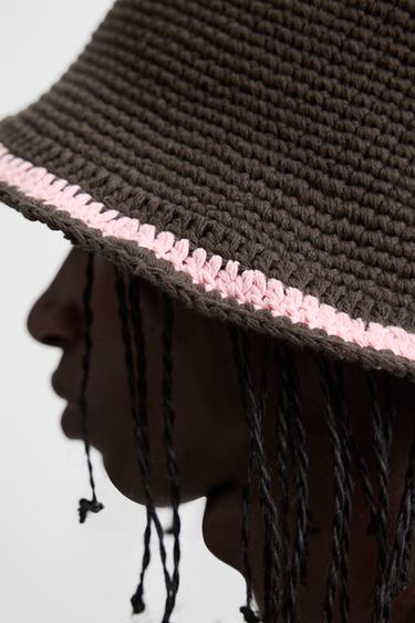 CHAPEAU CROCHET BANDE - Marron de Zara - Image 1