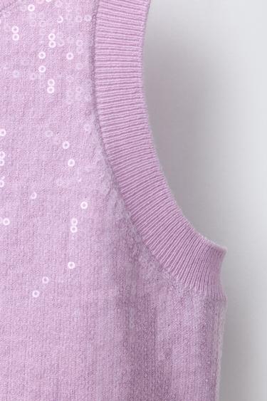 TOP EN MAILLE À SEQUINS - Mauve de Zara - Image 3