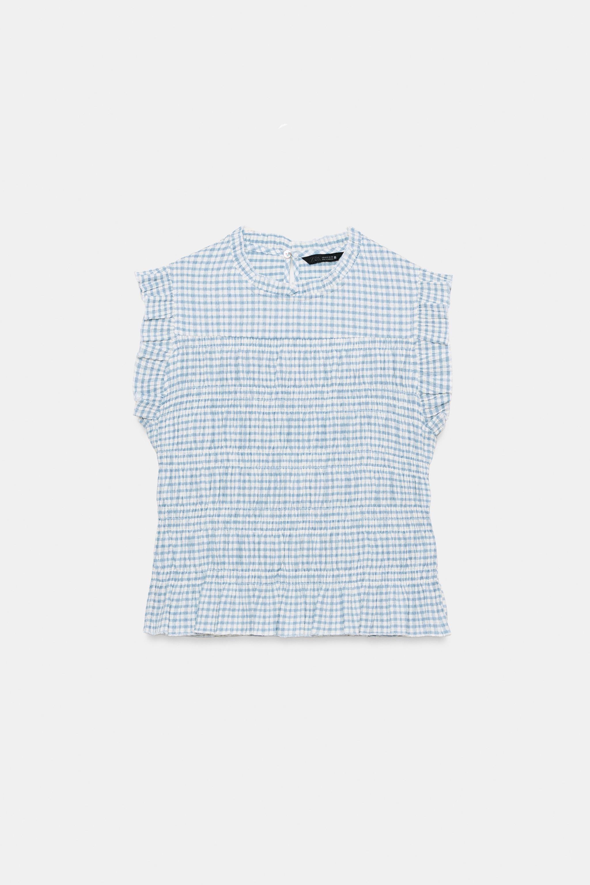 SMOCKED GINGHAM TOP