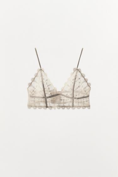BRALETTE TRIANGULAR GUIPUR - Crudo de Zara