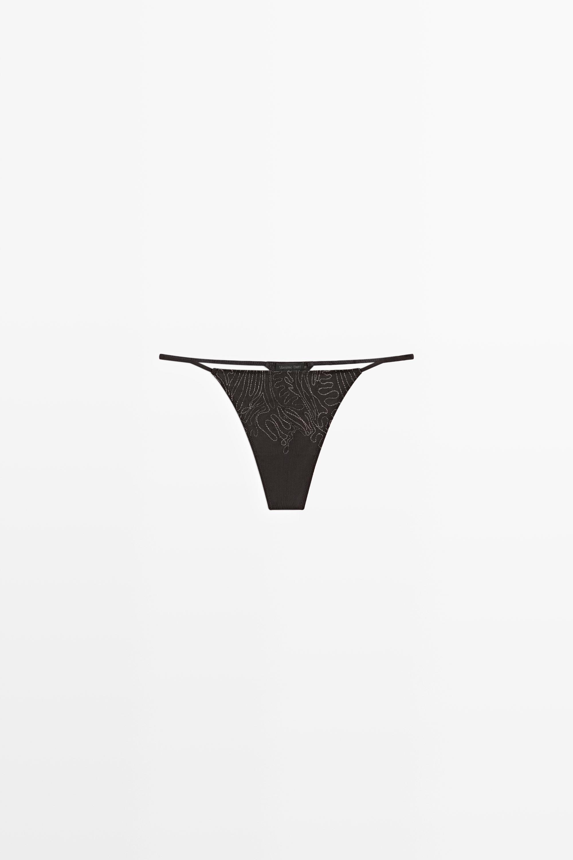 Thong with embroidered detail — Anthracite Gray