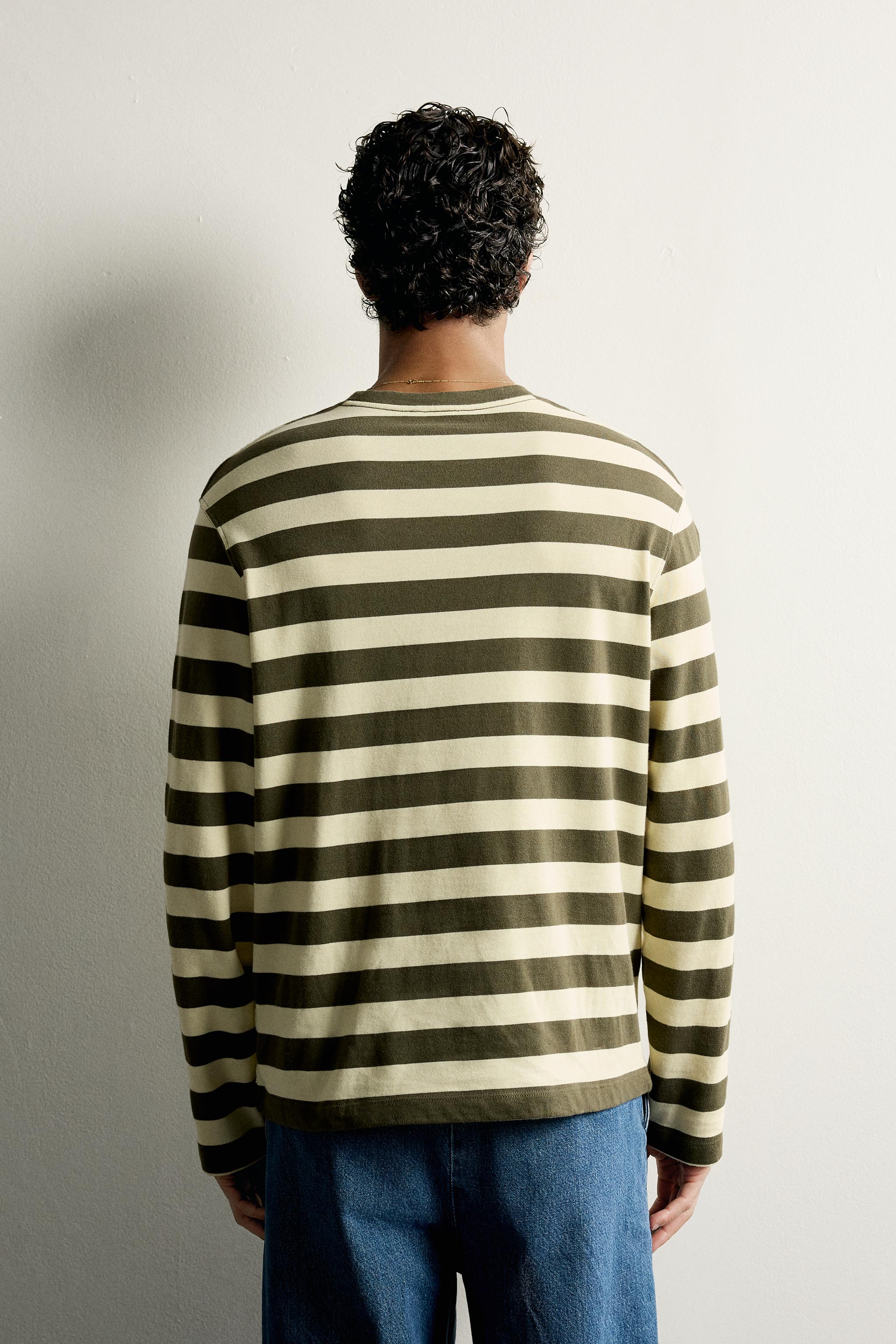 Мужские футболки Zara REGULAR FIT STRIPED JACQUARD T-SHIRT — фото 3
