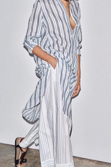 LIMITED EDITION RAMIE LONG SHIRT - Blue/White by Zara - Image 1