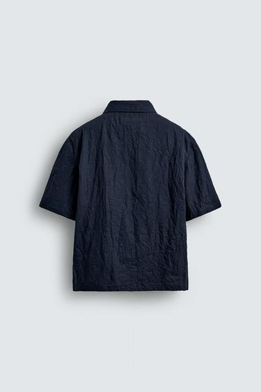 CREASED-EFFECT ZIP-UP SHIRT - Navy blue by Zara - Image 7
