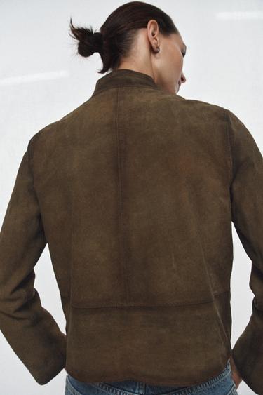 BLOUSON EN CUIR 100% ZW COLLECTION ÉDITION LIMITÉE - Vert olive de Zara - Image 2