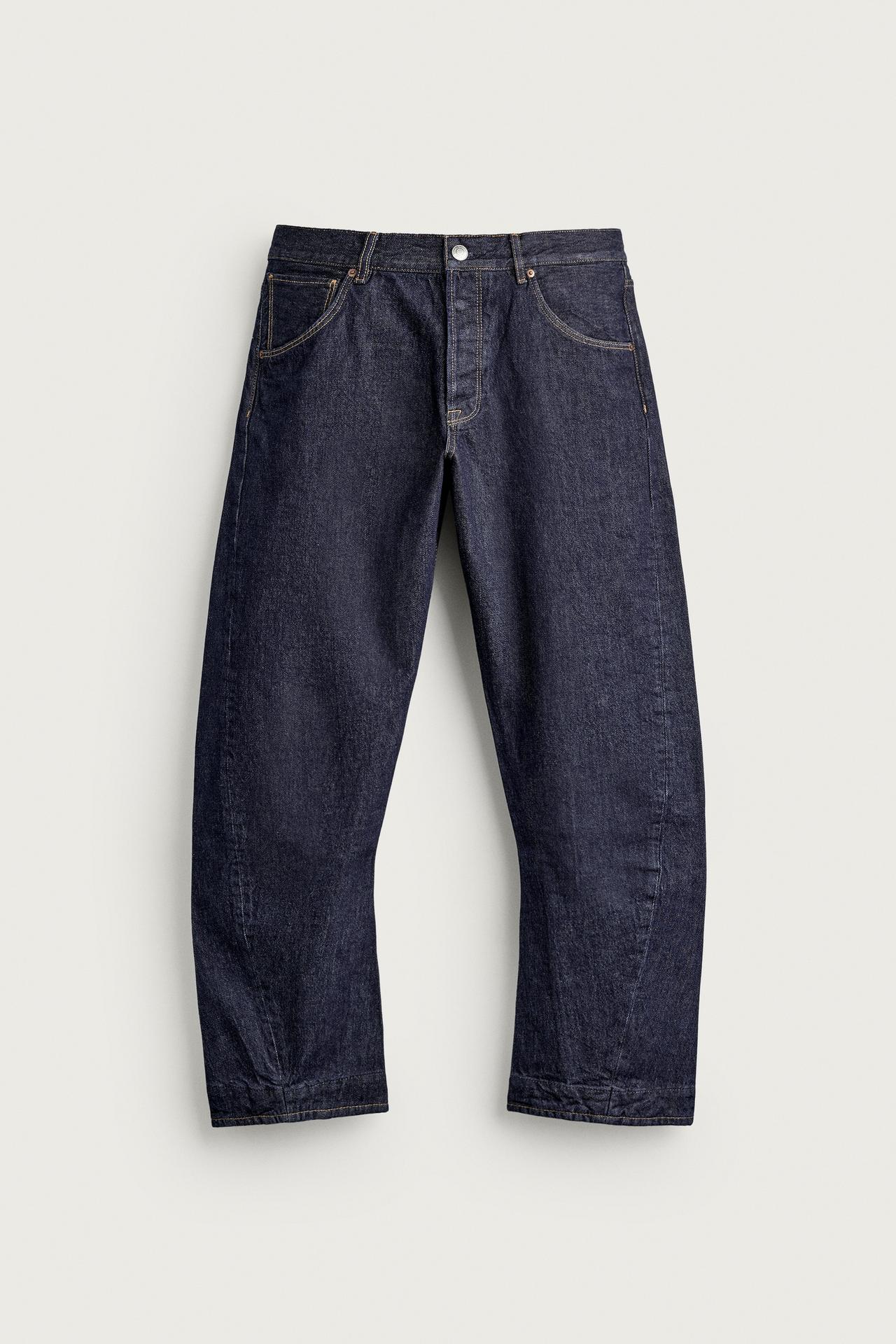 STRAIGHT-FIT JEANS WITH TWISTED SEAMS — Indigo