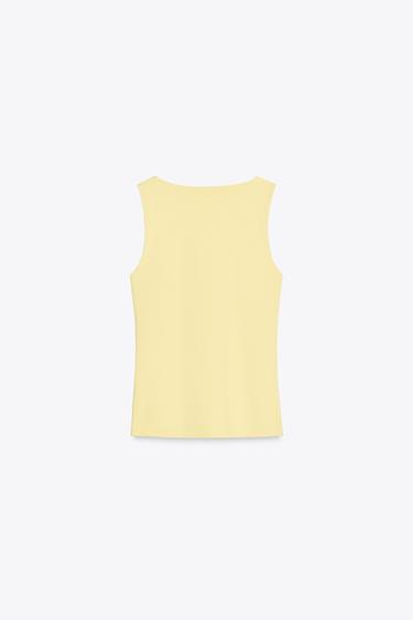 POLYAMIDE TOP WITH WIDE STRAPS - Light yellow by Zara - Image 5