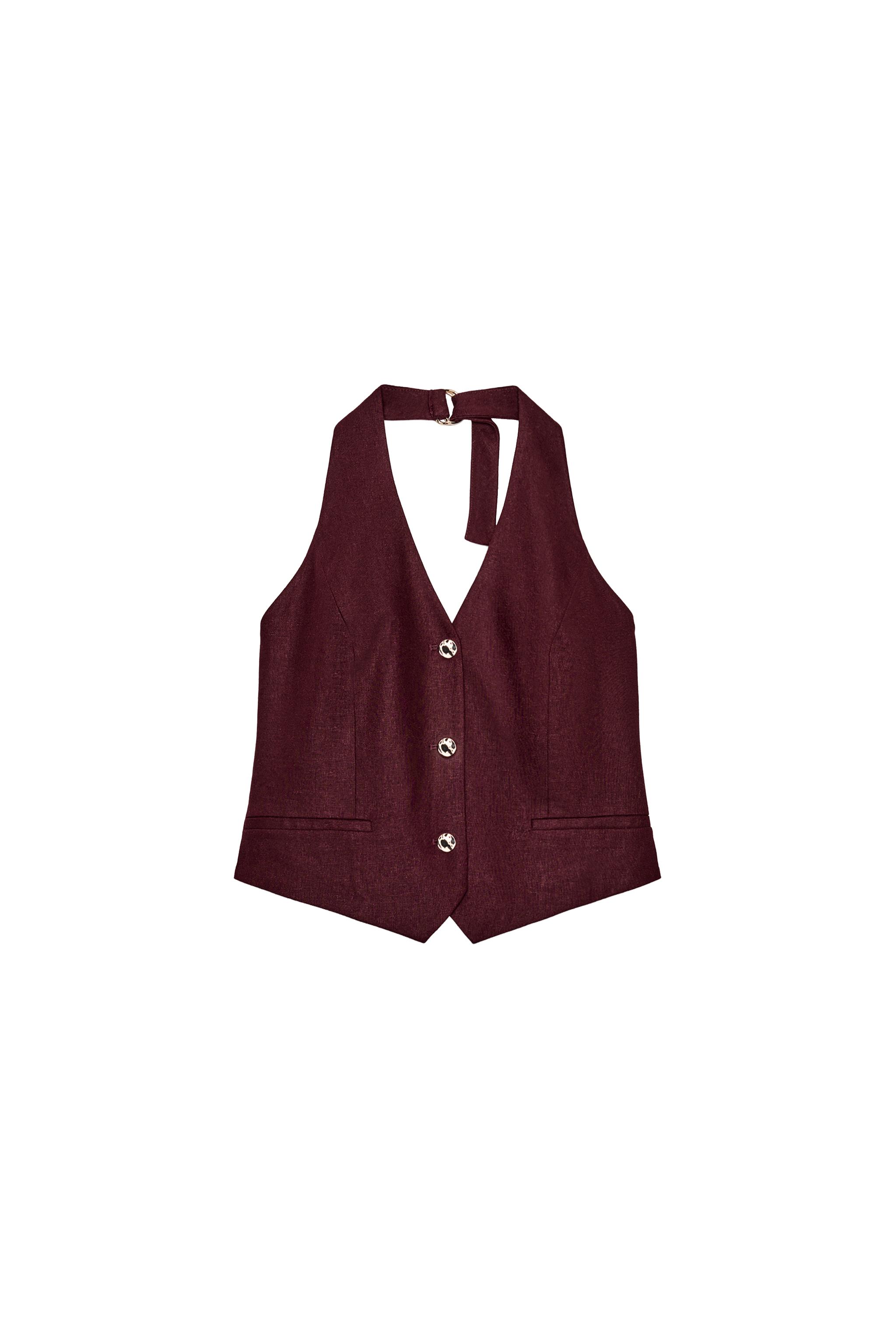 LINEN HALTER VEST
