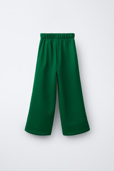 PANTALON EN MOLLETON WIDE LEG PENN © - Vert / Écru de Zara - Image 1