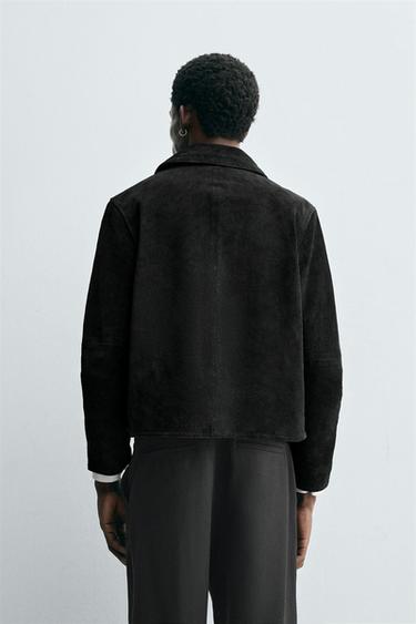 SPLIT SUEDE LEATHER JACKET - Black by Zara - Image 1