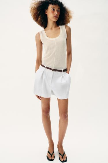 DARTED BERMUDA SHORTS WITH BELT - White by Zara