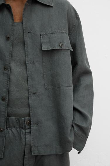 RELAXED FIT 100% HEMP OVERSHIRT - Anthracite grey by Zara - Image 4