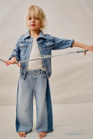 CONTRAST WIDE-LEG JEANS - Light blue by Zara - Image 0