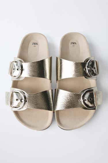 METALLIC BUCKLE SANDALS - Silver by Zara - Image 3