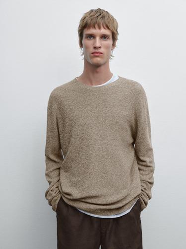 Jersey punto 100% algodón mouline - Beige vigoré de Zara