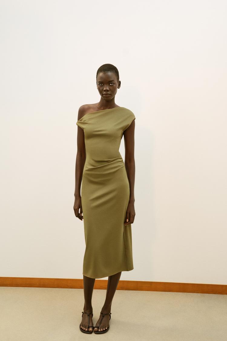 ASİMETRİK MİDİ ELBİSE