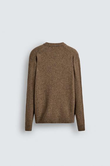 WOOL BLEND BUTTON-UP JUMPER - Brown by Zara - Image 7