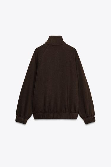 SOFT-SWEATSHIRT MIT REISSVERSCHLUSS - Braun von Zara
