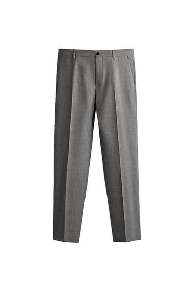CALÇA REGULAR FIT DE ALFAIATARIA EM LÃ - Cinzento da Zara