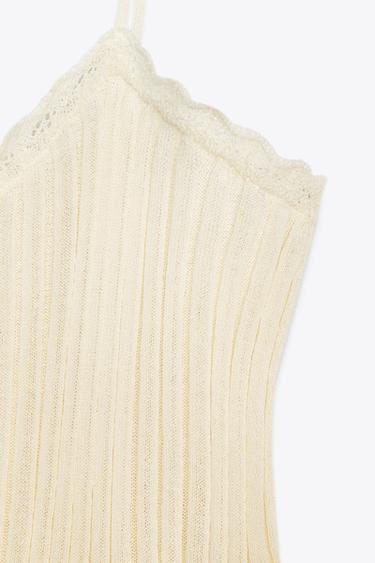TOP EN MAILLE CÔTELÉE - Beige clair de Zara - Image 8