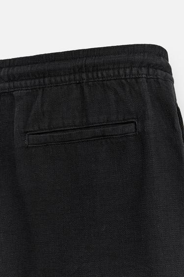 TEXTURED REGULAR FIT BERMUDA SHORTS - Black by Zara - Image 7