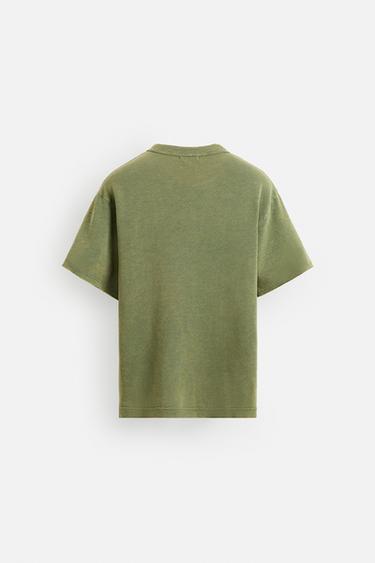 WASHED PRINT KNIT T-SHIRT - Green by Zara - Image 7