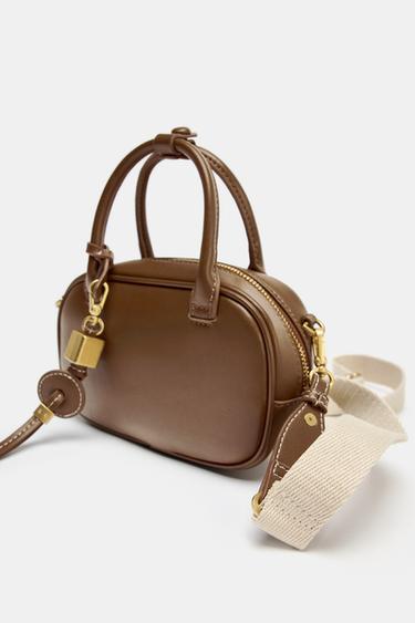 MINI TOPSTITCHED BAG - Dark tan by Zara - Image 1