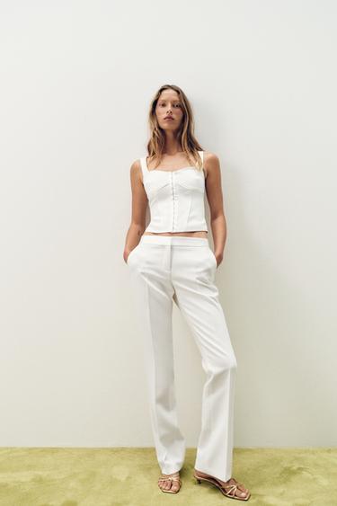 PANTALÓN SMOKING - Blanco roto de Zara