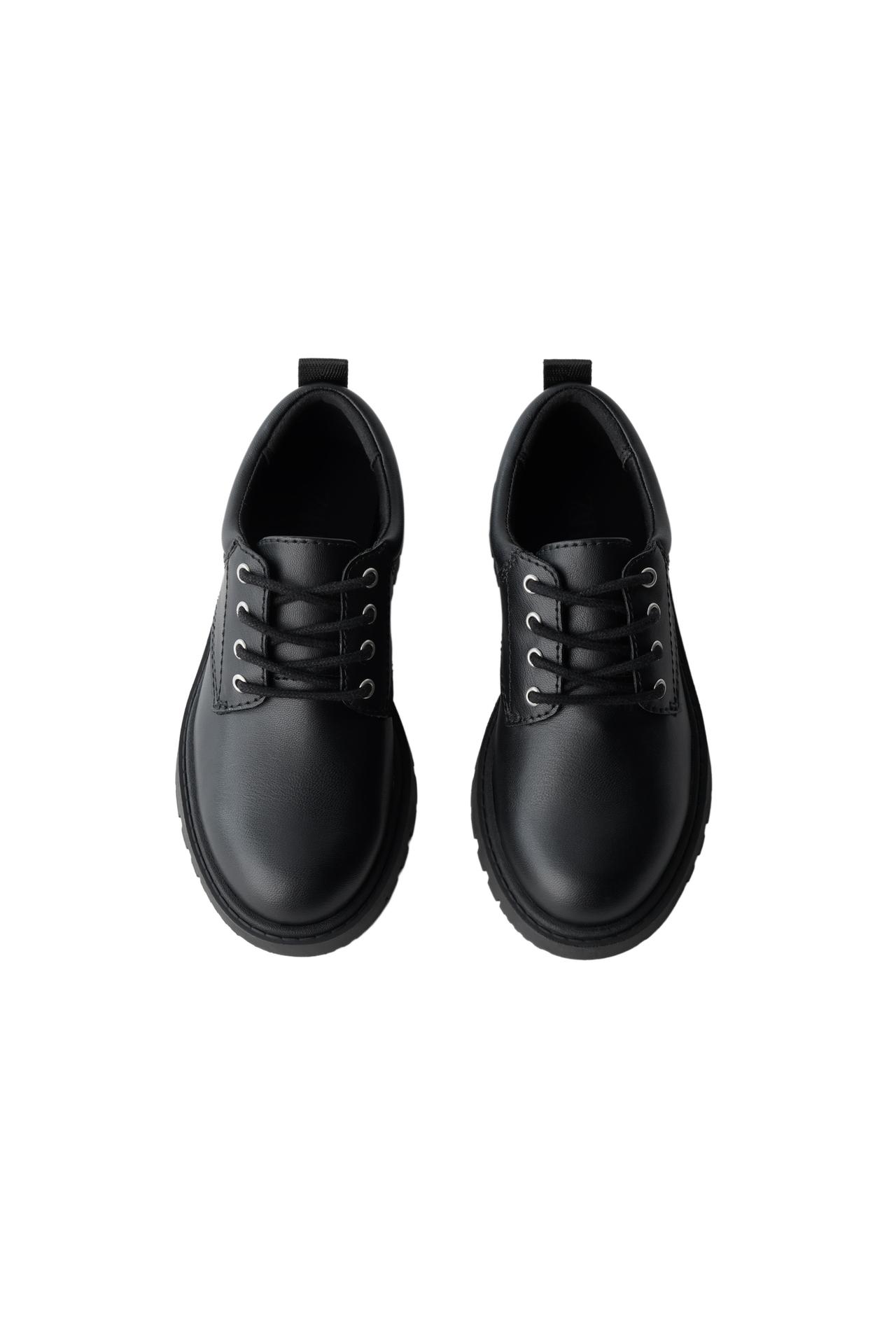 LACE-UP DERBY SHOES — Black