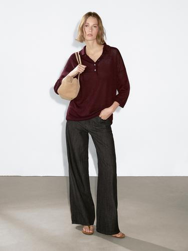Zara Oversize knit sweater with polo collar - various
