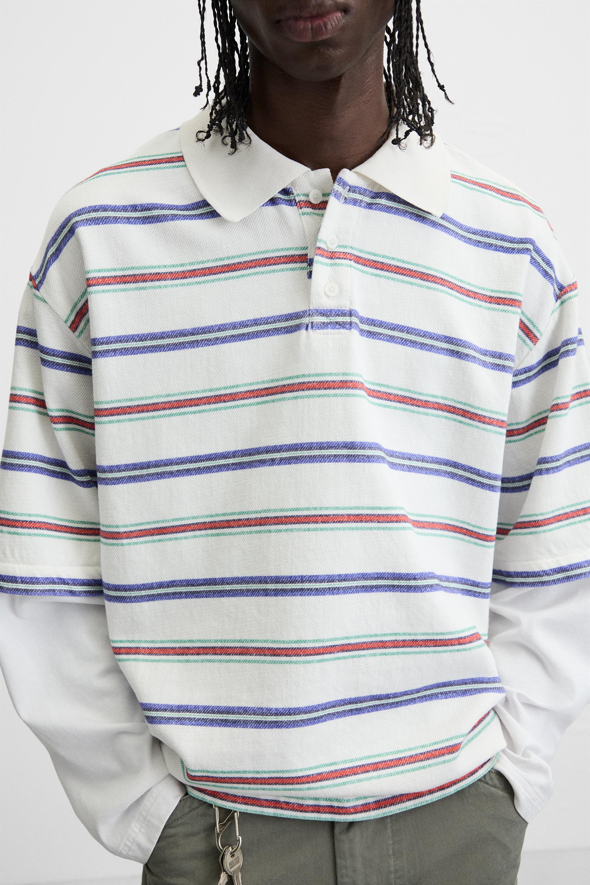 STRIPED LAYERED EFFECT POLO SHIRT - striped | ZARA Canada STRIPED LAYERED EFFECT POLO SHIRT - striped | ZARA Canada