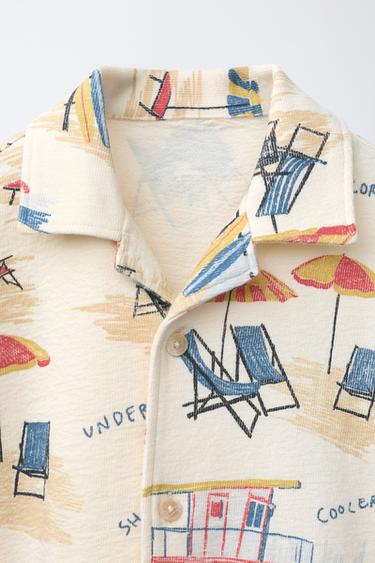 BEACH CHAIR PRINT BOWLING SHIRT - Ecru by Zara - Image 2