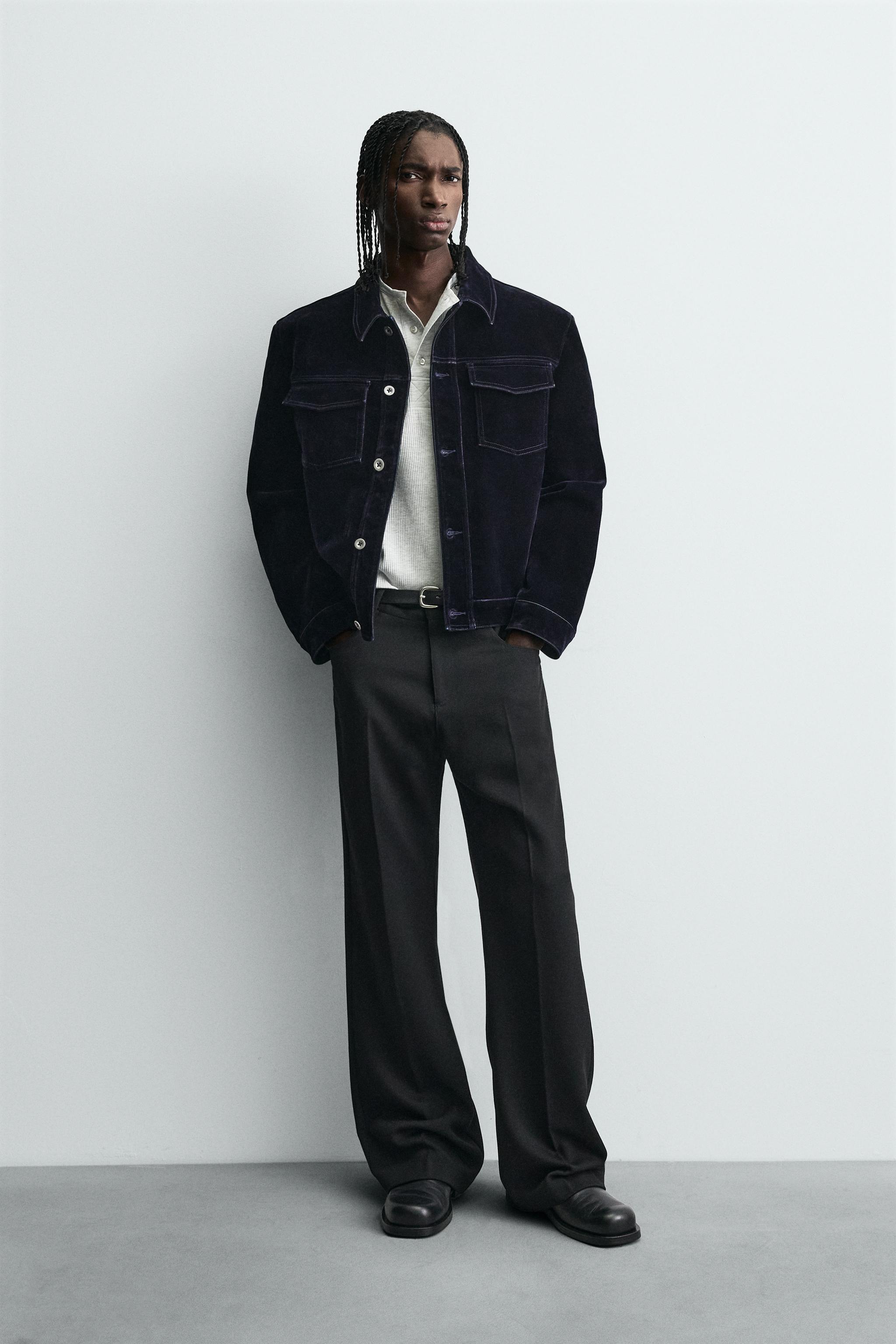 フード付きベルベットジャケット フロッキーベルベットジャケット - ブルー | ZARA Japan / 日本